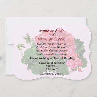 Red Geraniums and Buds Wedding Products Invitation