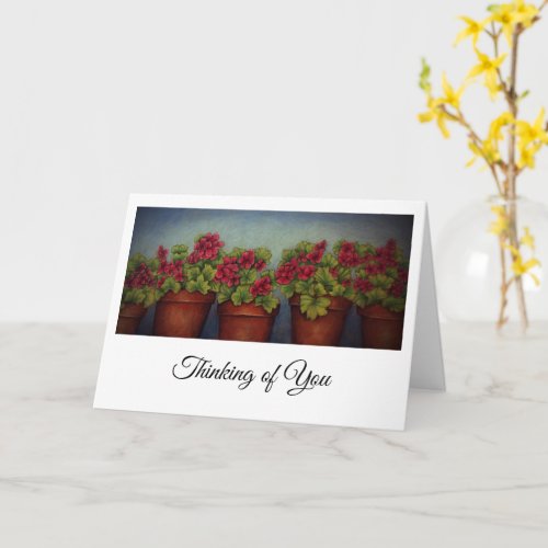 red geraniums card