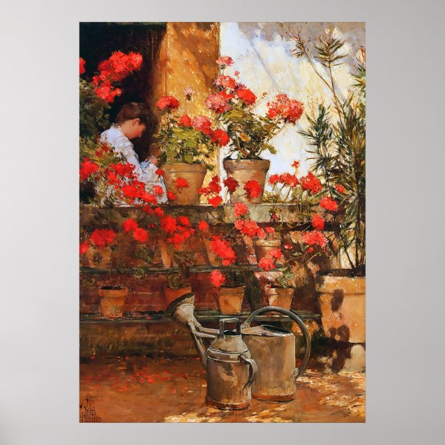 Red Geraniums Impressionism Poster (Front)