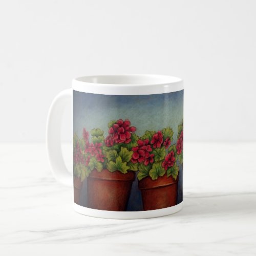 Red Geraniums in clay pots Coffee Mug