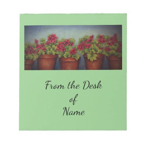 Red Geraniums in clay pots Notepad