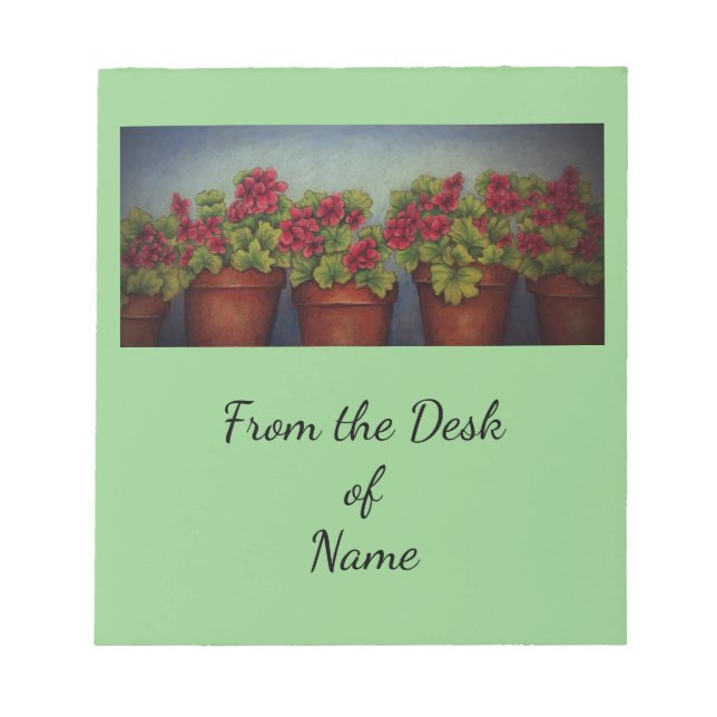 Red Geraniums in clay pots Notepad (Front)