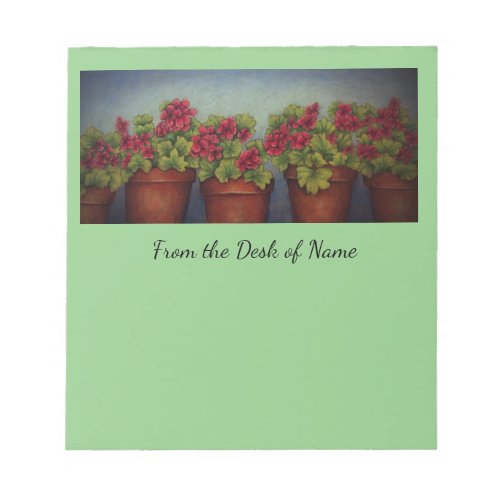 Red Geraniums in clay pots Notepad