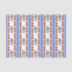 Red Geraniums Pattern Tissue Paper