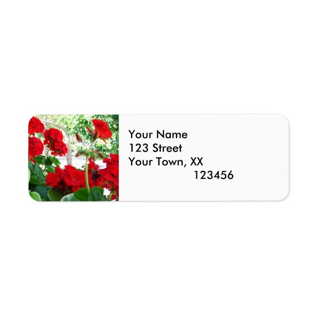 Red Geraniums Return Address Labels (Front)