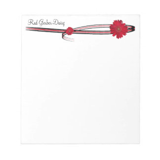 Red Gerber Daisy and Filigree Template Notepad