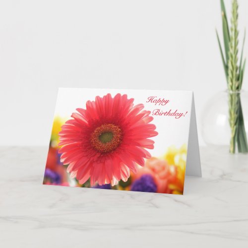 Red Gerber Daisy Birthday Greeting Card