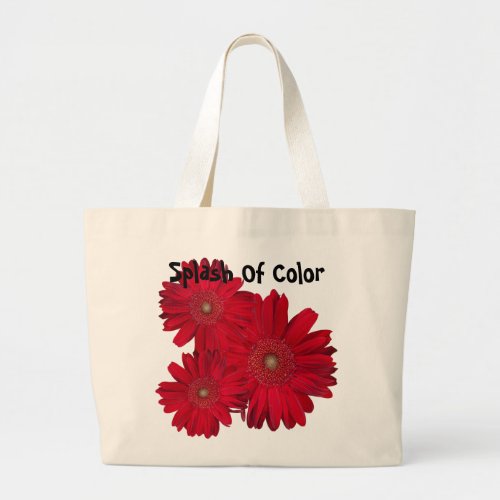 Red Gerber Daisy Close Up Photograph Large Tote Bag