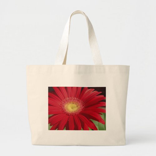 Red Gerber daisy flower background Large Tote Bag