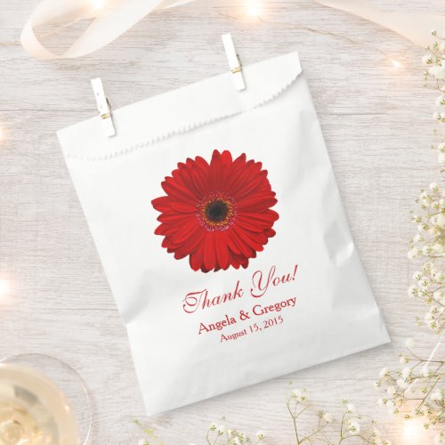 Red Gerber Daisy Flower Candy Buffet Wedding Favor Bag