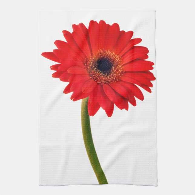 Red  Gerber Daisy Flowers Floral Daisies Flower Towel (Vertical)