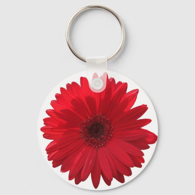 Red Gerber Daisy Keychain (Front)