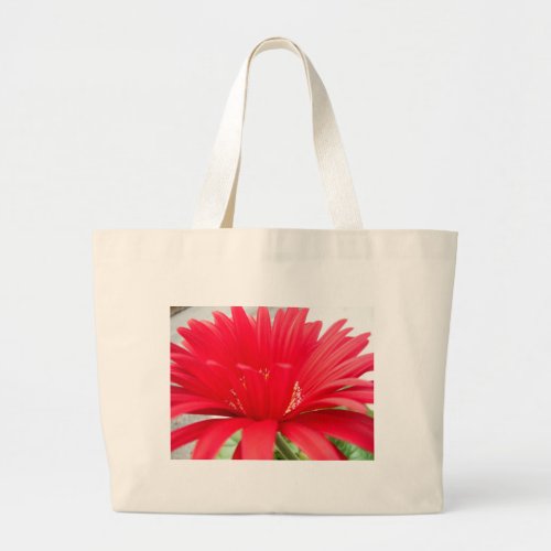 red gerber daisy large tote bag