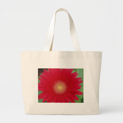 red gerber daisy large tote bag