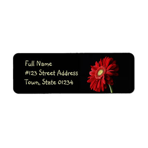 Red Gerber Daisy Return Address Label