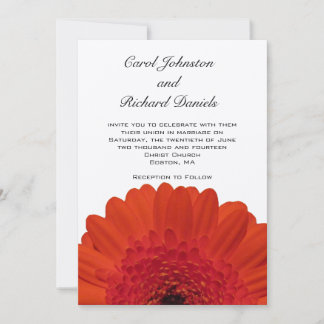 Red Gerber Daisy Wedding Invitation