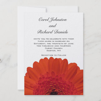 Red Gerber Daisy Wedding Invitation