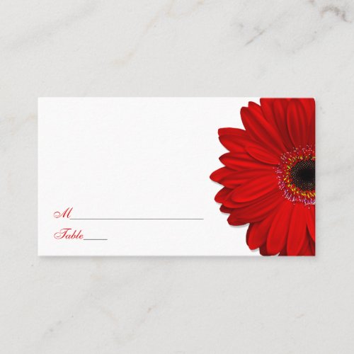Red Gerber Daisy Wedding Place Cards Business Card