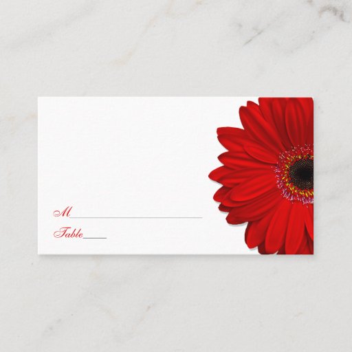 Customizable Red Gerber Daisy Wedding Place Cards Business Card