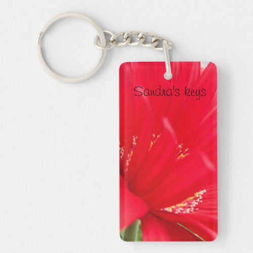 Red Gerber Gerbera daisy create your own Keychain
