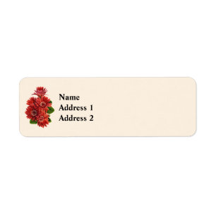 Red Gerbera Daisies Label