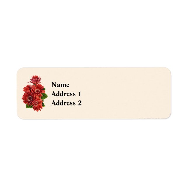 Red Gerbera Daisies Label (Front)