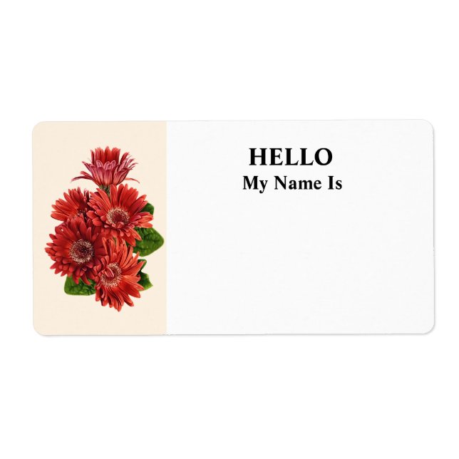 Red Gerbera Daisies Label (Front)