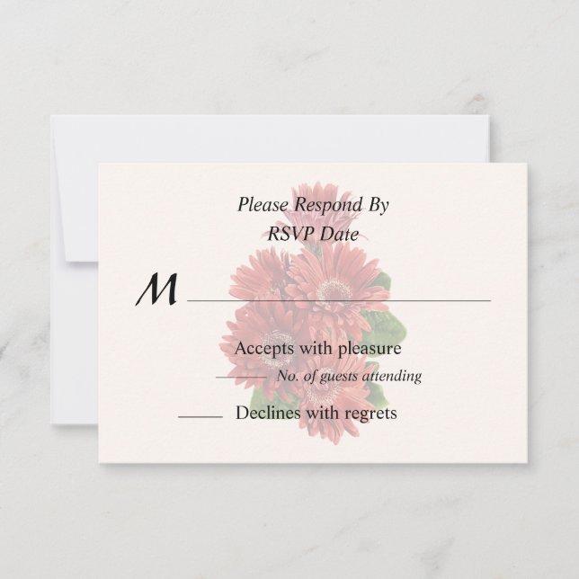 Red Gerbera Daisies RSVP Card (Front)