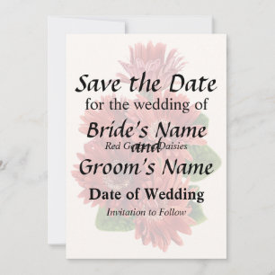 Red Gerbera Daisies Save The Date