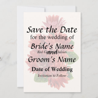 Red Gerbera Daisies Save The Date