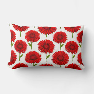 Red Gerbera Daisy Bouquet Lumbar Pillow
