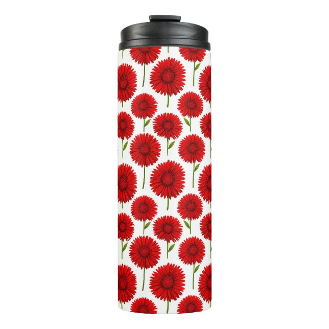 Red Gerbera Daisy Bouquet Thermal Tumbler (Front)