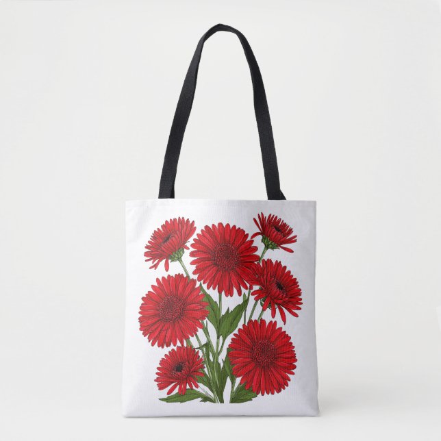 Red Gerbera Daisy Bouquet Tote Bag (Front)