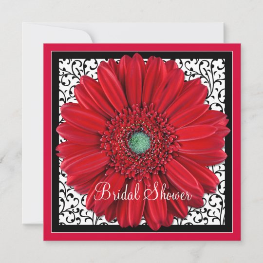 Red Gerbera Daisy Bridal Shower Invitation