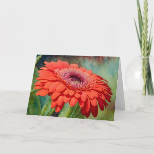 Red Gerbera Daisy Flower Art Note Card