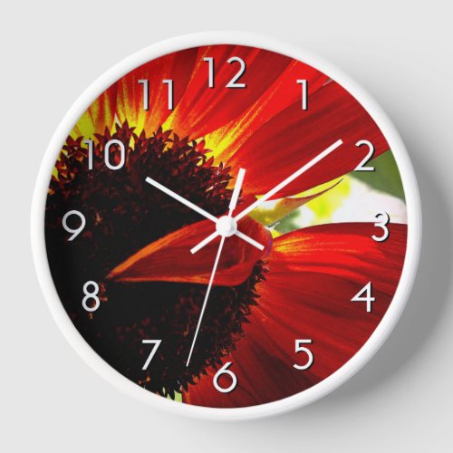 Red gerbera daisy flower photo beautiful modern  clock