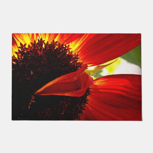 Red gerbera daisy flower photo bold modern stylish doormat