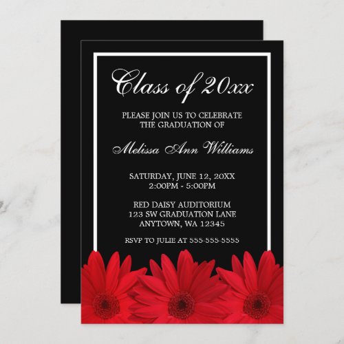 Red Gerbera Daisy Graduation Announcement