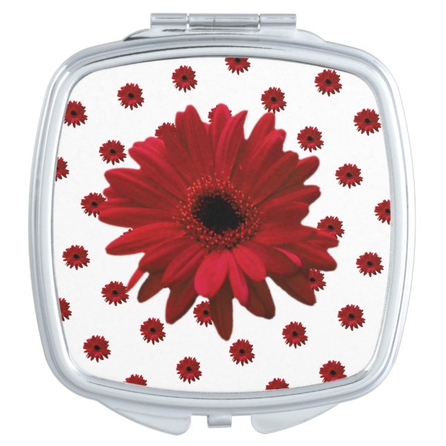 Red Gerbera Daisy Mother's Day Compact Mirror (Front)