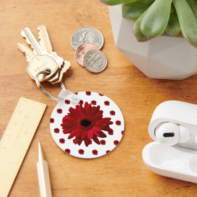 Red Gerbera Daisy Mother's Day Keychain (Desk)
