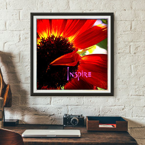Red Gerbera Daisy Photo Bold Modern Inspire Type Poster
