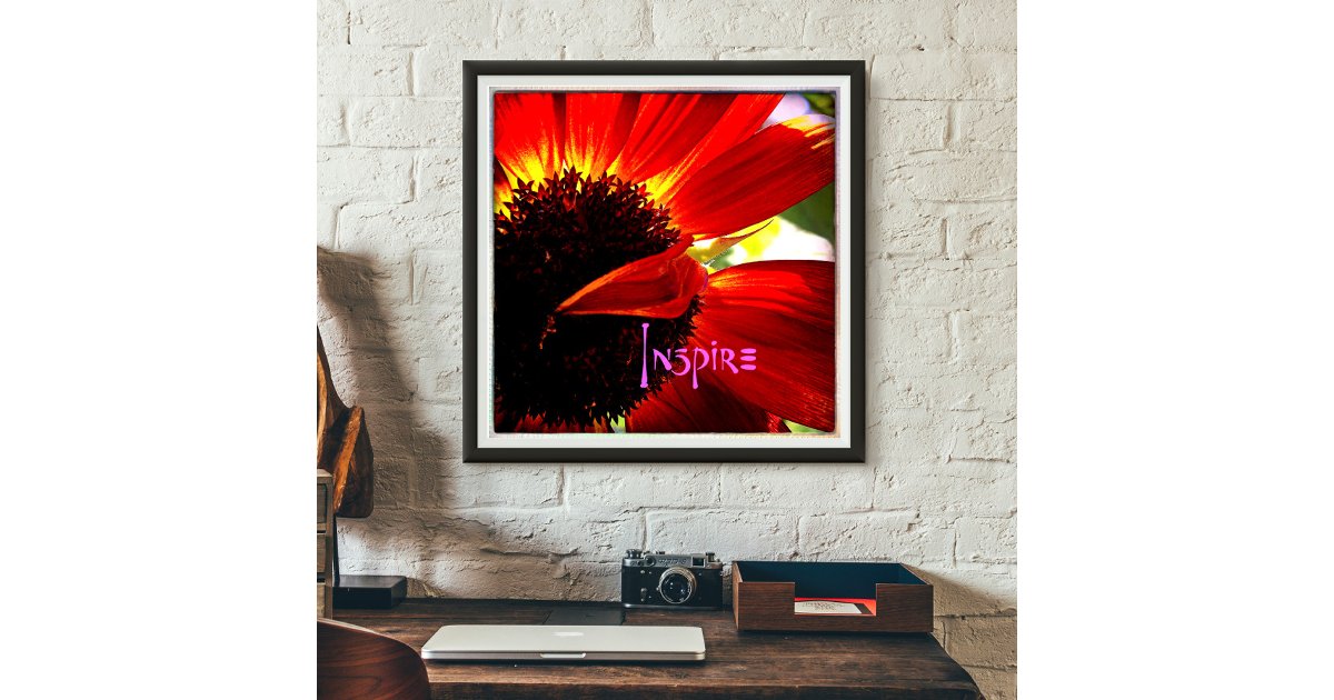 Red Gerbera Daisy Photo Bold Modern Inspire Type Poster | Zazzle