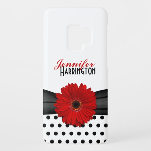 Red Gerbera Daisy Polka Dot Samsung Galaxy Case