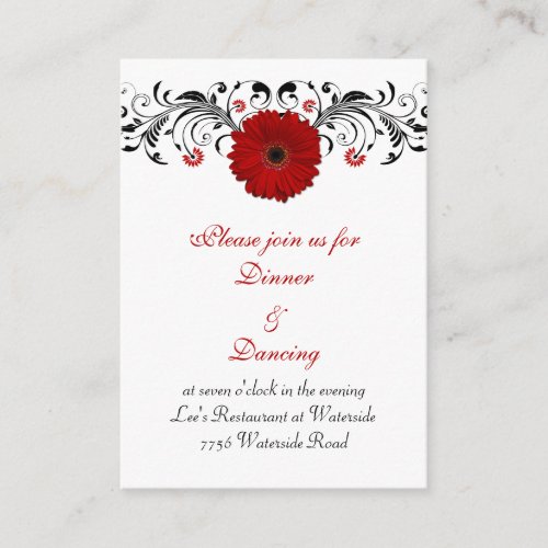 Red Gerbera Daisy Reception Card Business Card