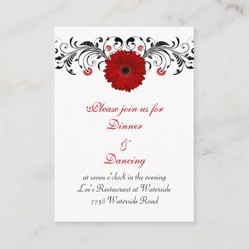 Customizable Red Gerbera Daisy Reception Card Business Card