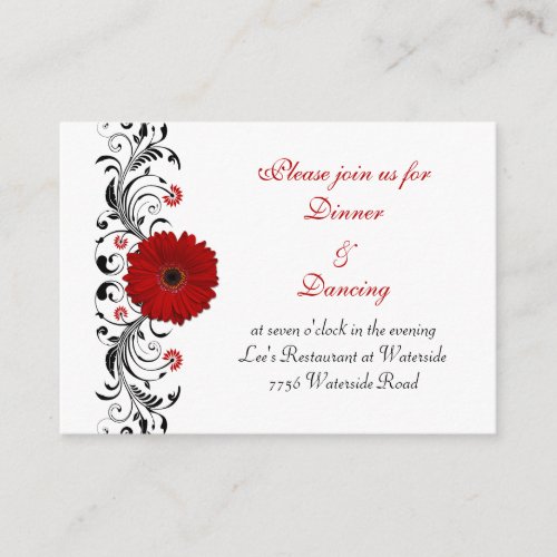 Red Gerbera Daisy Reception Card Business Cards