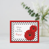 Red Gerbera Daisy Recipe Card for the Bride to Be (Standing Front)