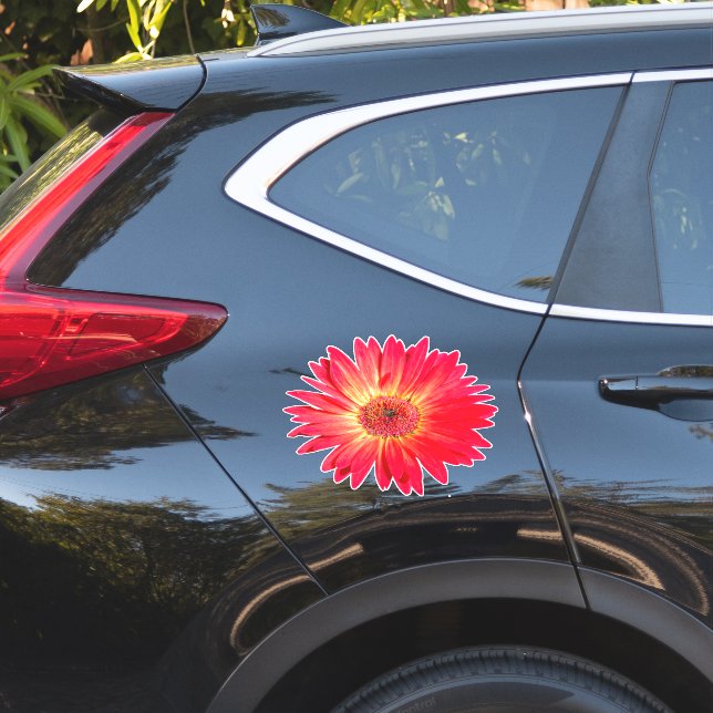 Red Gerbera Daisy Sticker (Car Side)