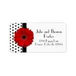 Red Gerbera Daisy Wedding Address Labels
