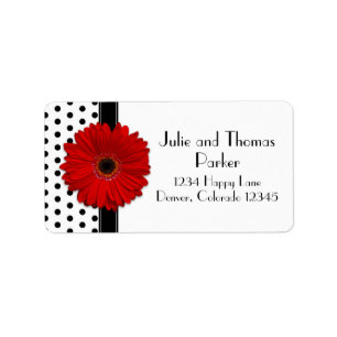 Red Gerbera Daisy Wedding Address Labels